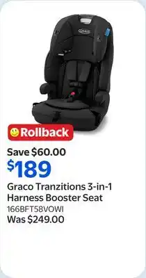 Walmart Graco Tranzitions 3-in-1 Harness Booster Seat offer