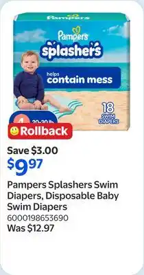 Walmart Pampers Splashers Swim Diapers, Disposable Baby Swim Diapers offer