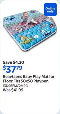 Walmart Beavtaens Baby Play Mat for Floor Fits 50x50 Playpen offer