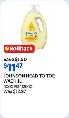 Walmart JOHNSON HEAD TO TOE WASH offer