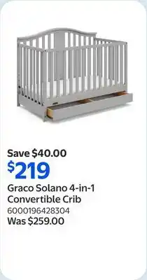 Walmart Graco Solano 4-in-1 Convertible Crib offer