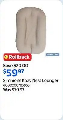Walmart Simmons Kozy Nest Lounger offer