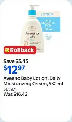 Walmart Aveeno Baby Lotion, Daily Moisturizing Cream offer