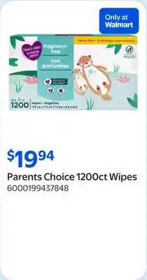 Walmart Parents Choice 1200ct Wipes offer
