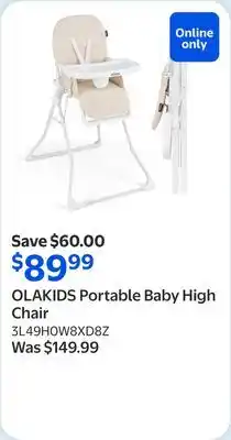 Walmart OLAKIDS Portable Baby High Chair offer