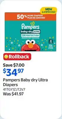 Walmart Pampers Baby dry Ultra Diapers offer