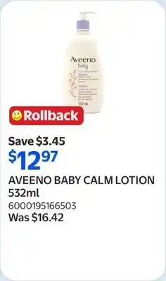 Walmart AVEENO BABY CALM LOTION offer