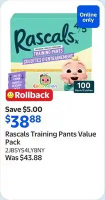 Walmart Rascals Training Pants Value Pack offer