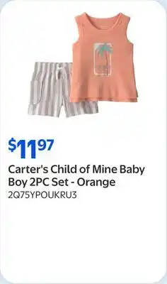 Walmart Carter's Child of Mine Baby Boy 2PC Set - Orange offer