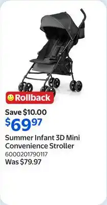 Walmart Summer Infant 3D Mini Convenience Stroller offer