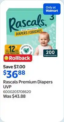 Walmart Rascals Premium Diapers UVP offer