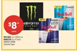 Shoppers Drug Mart RED BULL (4 x 250mL) or MONSTER (4 x 473mL) ENERGY DRINK offer