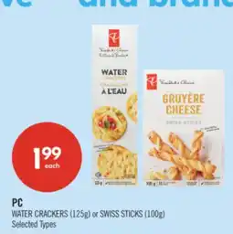 Shoppers Drug Mart PC WATER CRACKERS (125g) or SWISS STICKS (100g) offer