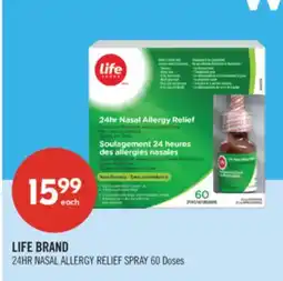 Shoppers Drug Mart LIFE BRAND 24HR NASAL ALLERGY RELIEF SPRAY 60 Doses offer