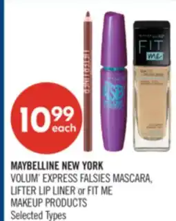 Shoppers Drug Mart MAYBELLINE NEW YORK VOLUM' EXPRESS FALSIES MASCARA, LIFTER LIP LINER or FIT ME MAKEUP PRODUCTS offer