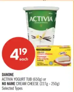 Shoppers Drug Mart ACTIVIA YOGURT TUB (650g) or NO NAME CREAM CHEESE (227g - 250g) offer