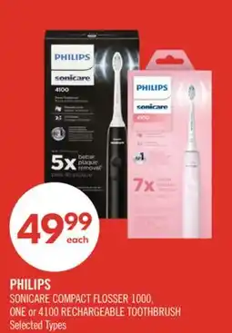 Shoppers Drug Mart PHILIPS SONICARE COMPACT FLOSSER 1000, ONE or 4100 RECHARGEABLE TOOTHBRUSH offer