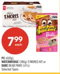 Shoppers Drug Mart PC (600g), WATERBRIDGE (380g) S'MORES KIT or DARE BEAR PAWS (14's) offer
