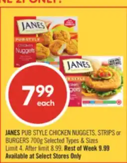 Shoppers Drug Mart JANES PUB STYLE CHICKEN NUGGETS, STRIPS or BURGERS offer