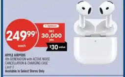Shoppers Drug Mart APPLE AIRPODS 4th GENERATION with ACTIVE NOISE CANCELLATION & CHARGING CASE offer