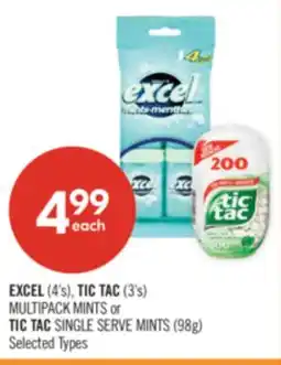 Shoppers Drug Mart EXCEL (4's), TIC TAC (3's) MULTIPACK MINTS or TIC TAC SINGLE SERVE MINTS (98g) offer
