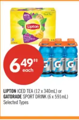 Shoppers Drug Mart LIPTON ICED TEA (12 x 340mL) or GATORADE SPORT DRINK (6 x 591mL) offer
