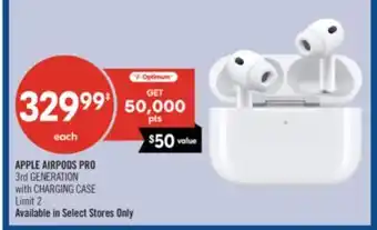 Shoppers Drug Mart APPLE AIRPODS PRO 3rd GENERATION with CHARGING CASE offer