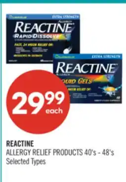 Shoppers Drug Mart REACTINE ALLERGY RELIEF PRODUCTS offer