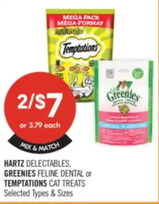 Shoppers Drug Mart HARTZ DELECTABLES, GREENIES FELINE DENTAL or TEMPTATIONS CAT TREATS offer