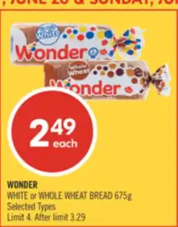 Shoppers Drug Mart WONDER WHITE or WHOLE WHEAT BREAD offer