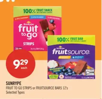 Shoppers Drug Mart SUNRYPE FRUIT TO GO STRIPS or FRUITSOURCE BARS offer