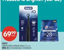 Shoppers Drug Mart CREST 3DWHITESTRIPS SUPREME BRIGHT (21's) or ORAL-B i02 RECHARGEABLE TOOTHBRUSH offer
