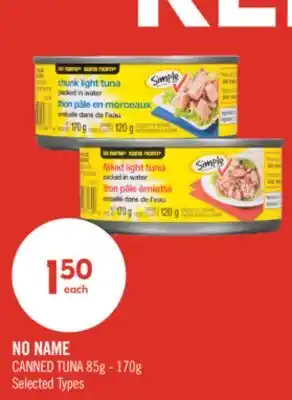 Shoppers Drug Mart NO NAME CANNED TUNA 85g - 170g offer