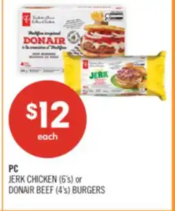 Shoppers Drug Mart PC JERK CHICKEN (6's) or DONAIR BEEF (4's) BURGERS offer