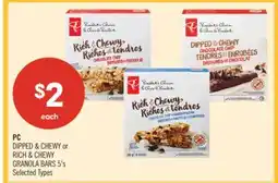 Shoppers Drug Mart PC DIPPED & CHEWY or RICH & CHEWY GRANOLA BARS 5's offer