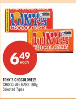 Shoppers Drug Mart TONY'S CHOCOLONELY CHOCOLATE BARS offer