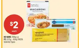 Shoppers Drug Mart NO NAME (900g) or PC (375g - 454g) PASTA offer