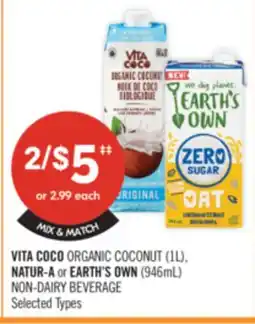 Shoppers Drug Mart VITA COCO ORGANIC COCONUT (1L), NATUR-A or EARTH'S OWN (946mL) NON-DAIRY BEVERAGE offer