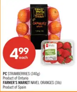 Shoppers Drug Mart PC STRAWBERRIES (340g),FARMER'S MARKET NAVEL ORANGES (3lb) offer