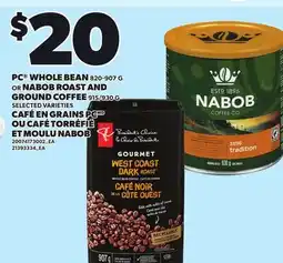 Independent City Market PC WHOLE BEAN, 820-907 G OR NABOB ROAST AND GROUND COFFEE, 915/930 G offer