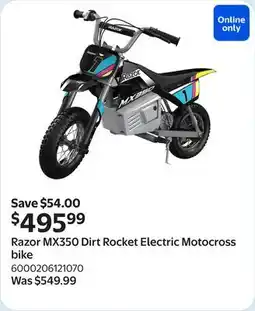 Walmart Razor MX350 Dirt Rocket Electric Motocross bike offer