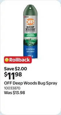 Walmart OFF Deep Woods Bug Spray offer