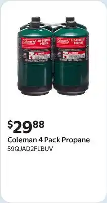 Walmart Coleman 4 Pack Propane offer