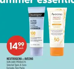 Shoppers Drug Mart NEUTROGENA or AVEENO SUN CARE PRODUCTS offer