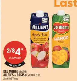 Shoppers Drug Mart DEL MONTE NECTAR, ALLEN'S or OASIS BEVERAGES offer