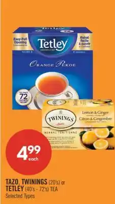 Shoppers Drug Mart TAZO, TWININGS (20's) or TETLEY (40's - 72's) TEA offer