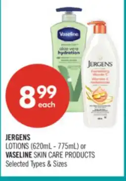 Shoppers Drug Mart JERGENS LOTIONS (620mL - 775mL) or VASELINE SKIN CARE PRODUCTS offer