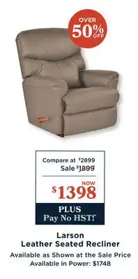 La Z Boy Larson Leather Seated Recliner offer