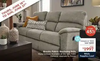 La Z Boy Brooks Fabric Reclining Sofa offer