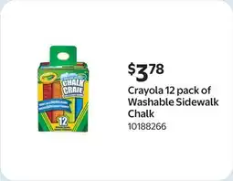 Walmart Crayola 12 pack of Washable Sidewalk Chalk offer